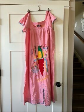 Latin plus size Embroidered Parrot Maxi Dress
